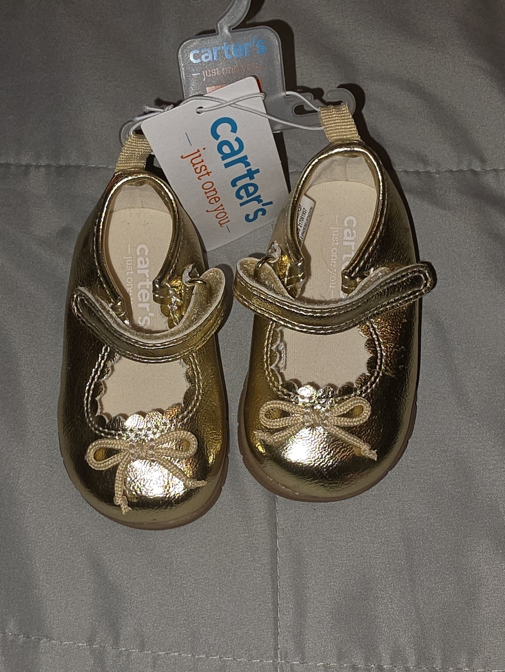 Carter's Metallic Gold Baby Mary Jane Shoes with Bow